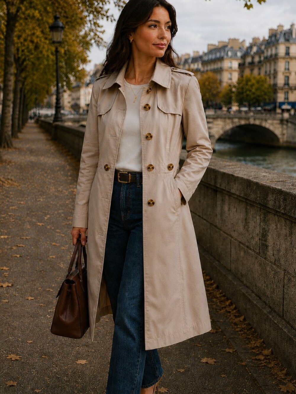 Kenneth Cole New York Tan Cotton Trench Coat Women’s XL Classic Quiet Luxury